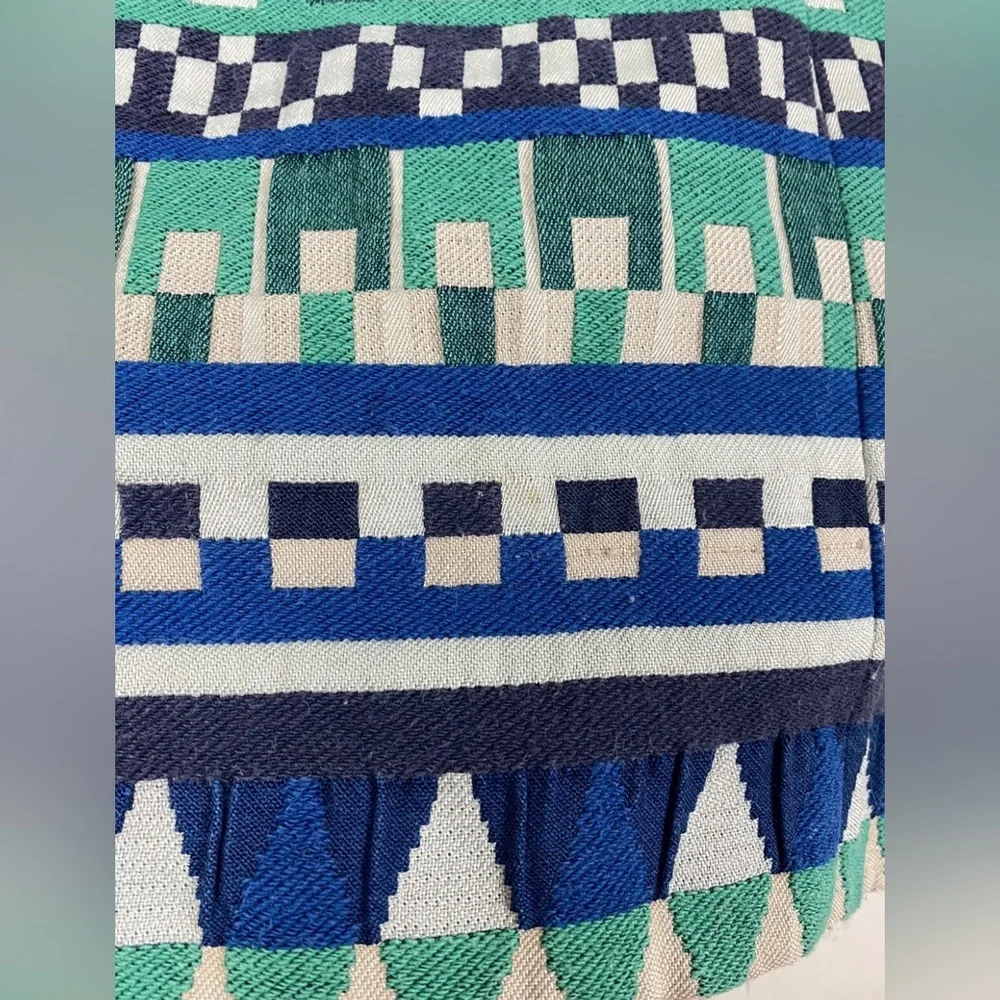 Gorman Women’s Shift Dress Blue Green Beige Aztec Short Puff Sleeve Size S 8 - Picture 6 of 12